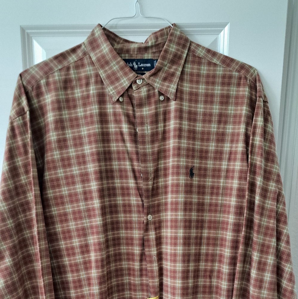 Ralph Lauren Red and White Casual Button Down Shirt